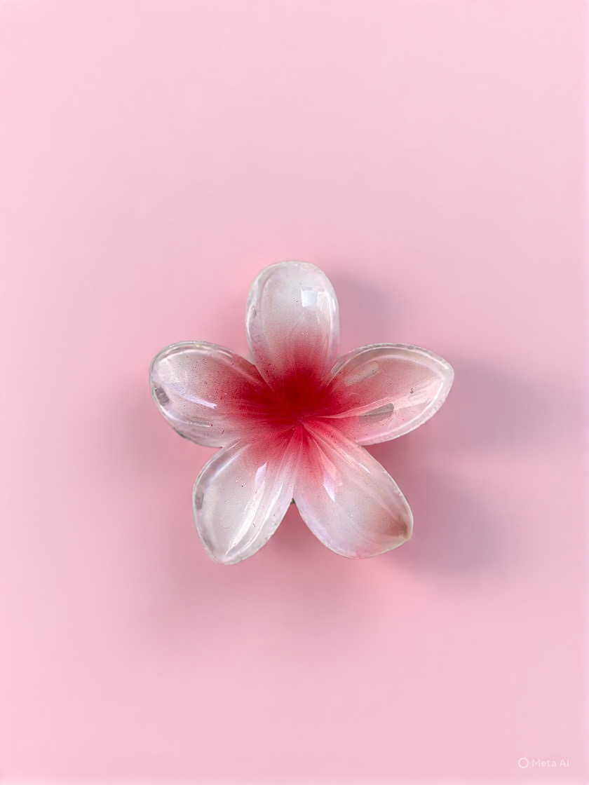 WHITE-RED flower Claw - Medium