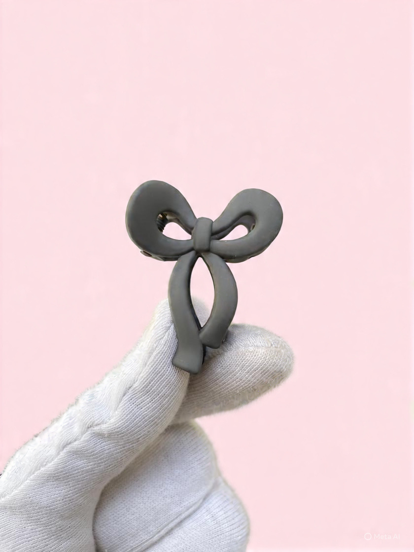 GREY Bow Claw Clip - Small