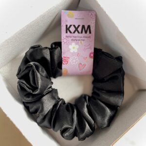 BLACK Silk Scrunchie - Medium