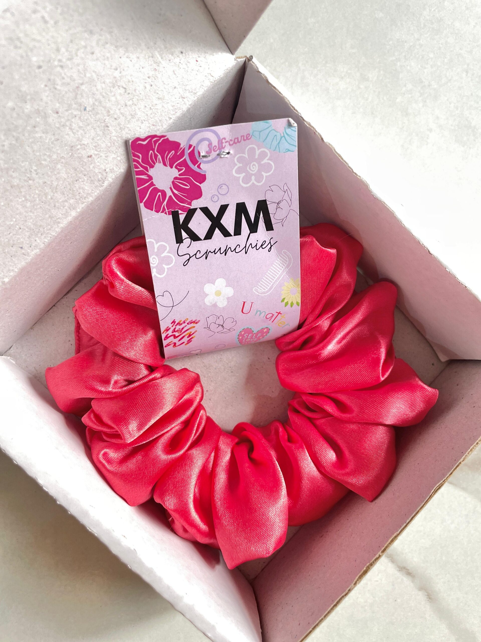 HOT PINK Silk Scrunchie - Medium