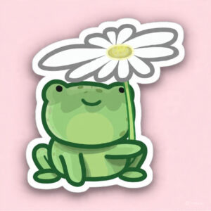 Froggo with Flower - Laptop Sticker