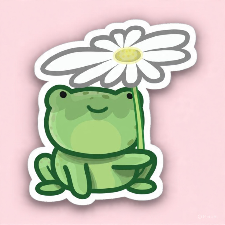 Froggo with Flower - Laptop Sticker
