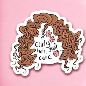 Curly Hair Don't Care Girl - Laptop Sticker