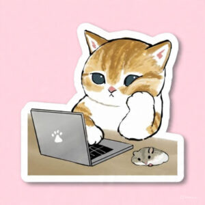 Working Cat - Laptop Sticker