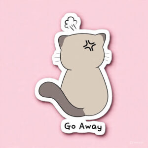 Go Away Angry Cat - Laptop Sticker