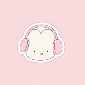 Miffy with Pink Headphones - Laptop Sticker