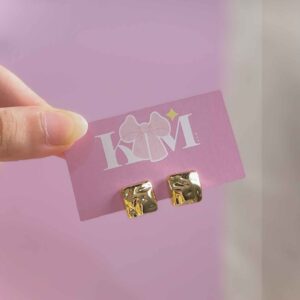 Textured Square - Golden Ear stud