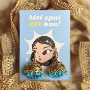 SKY BLUE - Golden Jhumka