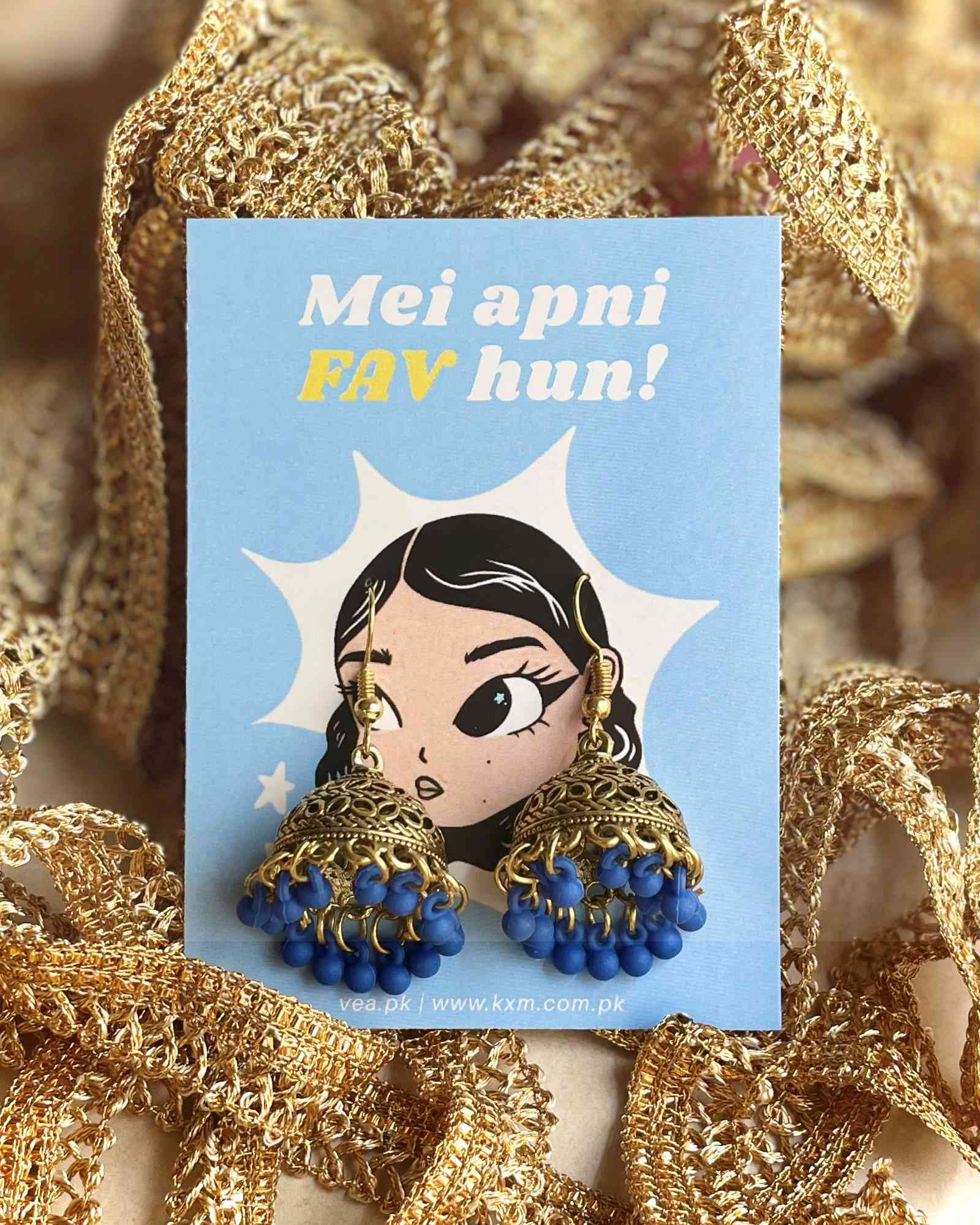 NAVY BLUE - Golden Jhumka