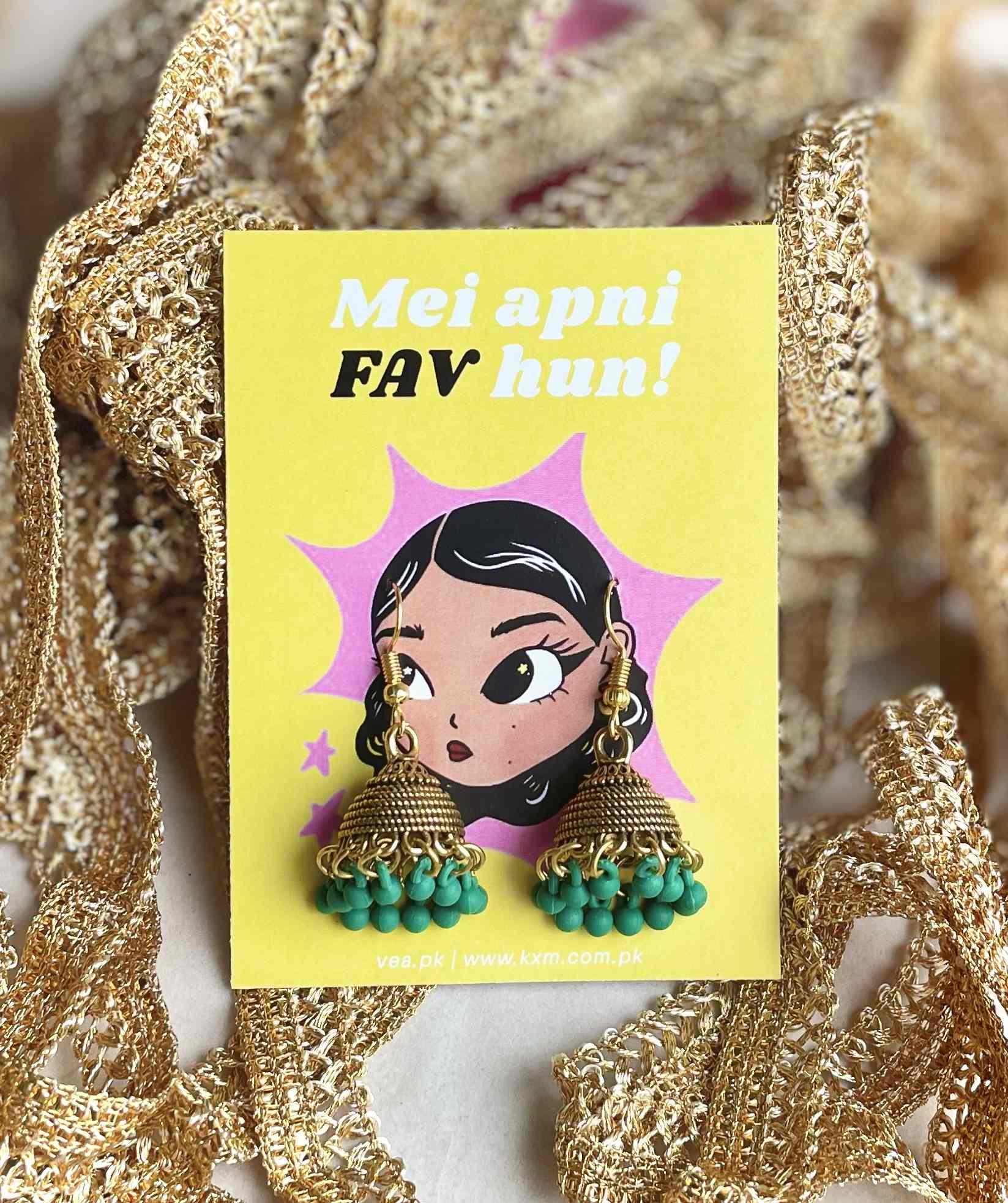 GREEN - oxidised Golden Jhumka